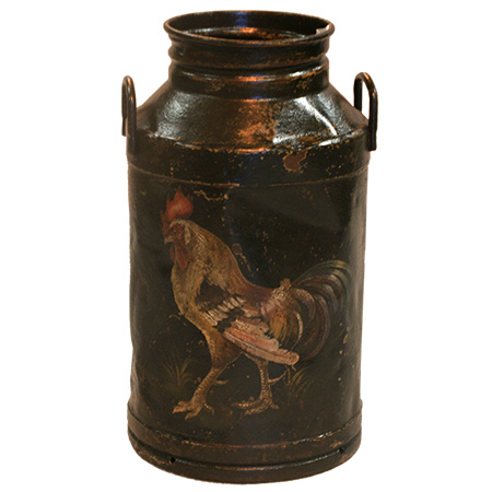 Handpainted Milk Canister, Roosters & Chickens