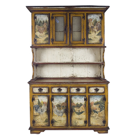 Handpainted Hutch, Roosters & Chickens