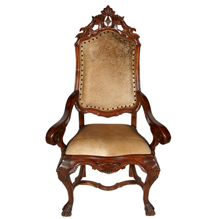 Armchair with Cowhide Tooled Leather