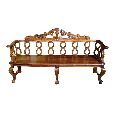 Handcarved Wood Bench